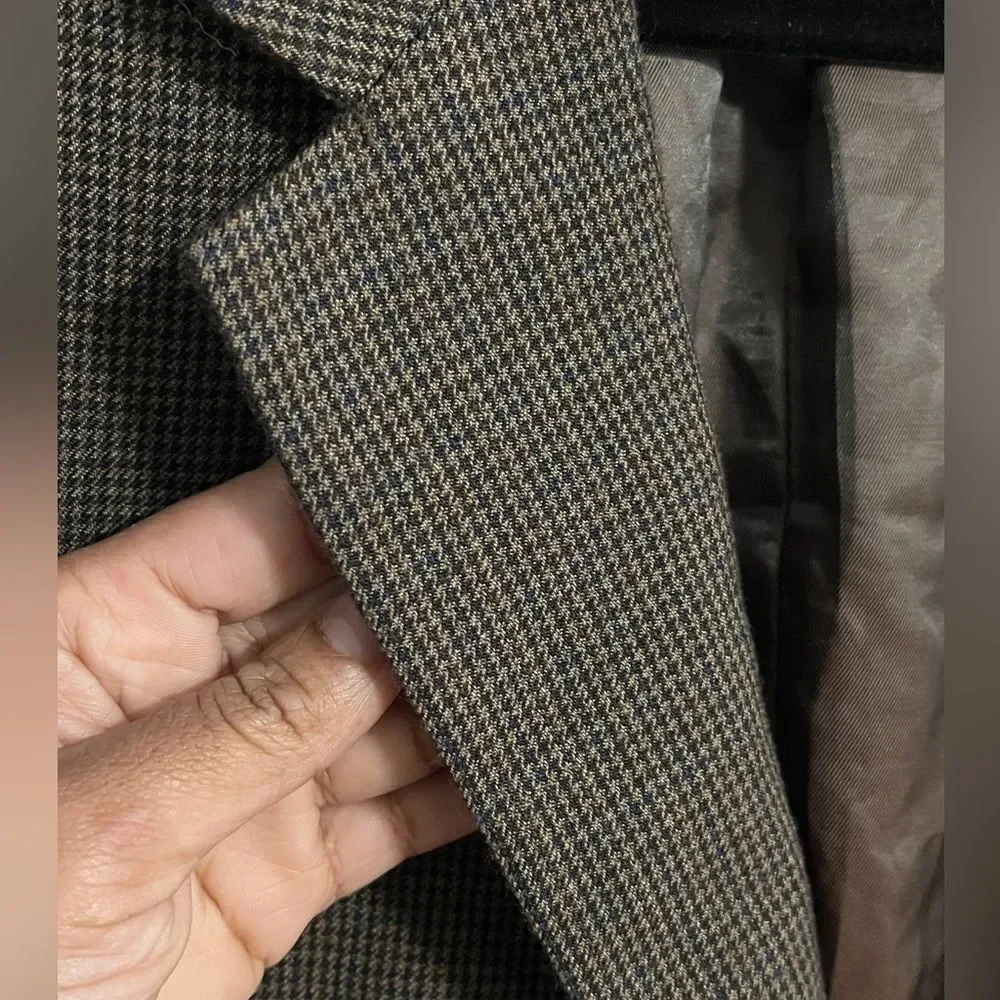 Joseph & Feiss Gold 100% Wool Houndstooth Blazer Suit Jacket 52R 52